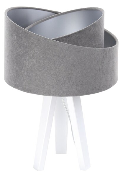 BPS koncept Stolní lampa GALAXY šedá, 1xE27, v. 45 cm Barva: Stříbrná, Barva základny: Bílé dřevo, Vnitřní barva: Šedá