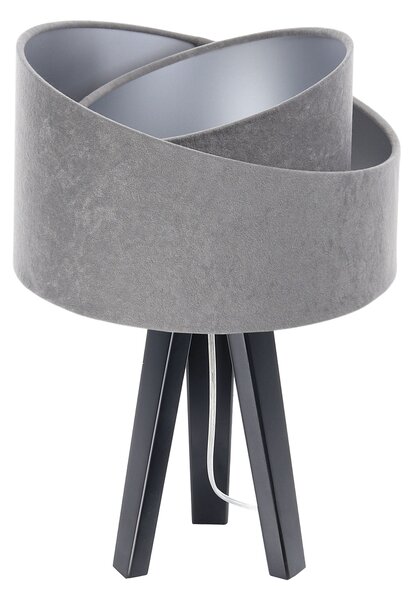 BPS koncept Stolní lampa GALAXY šedá, 1xE27, v. 45 cm Barva: Stříbrná, Barva základny: Černé dřevo, Vnitřní barva: Šedá
