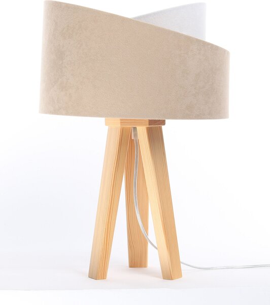BPS koncept Stolní lampa GALAXY béžová, 1xE27, v. 45 cm Barva základny: Bílé dřevo, Vnitřní barva: Béžová