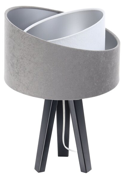 BPS koncept Stolní lampa GALAXY šedá, 1xE27, v. 45 cm Barva: Stříbrná, Barva základny: Černé dřevo, Vnitřní barva: Bílá