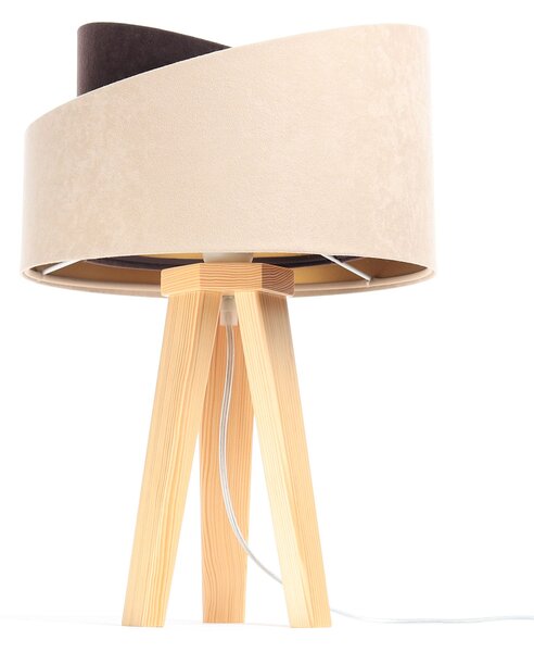 BPS koncept Stolní lampa GALAXY béžová, 1xE27, v. 45 cm Barva základny: Bílé dřevo, Vnitřní barva: Béžová