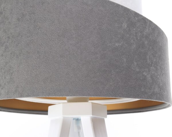 BPS koncept Stolní lampa GALAXY šedá, 1xE27, v. 45 cm Barva: Stříbrná, Barva základny: Naturální dřevo, Vnitřní barva: Šedá