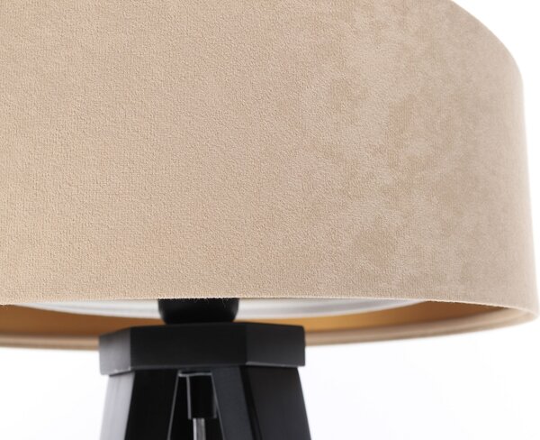 BPS koncept Stolní lampa GALAXY béžová, 1xE27, v. 45 cm Barva základny: Černé dřevo, Vnitřní barva: Černá