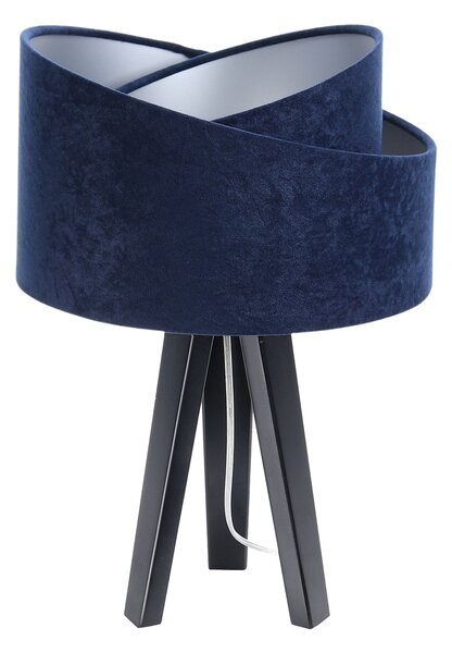 BPS koncept Stolní lampa GALAXY modrá, 1xE27, v. 45 cm Barva: Stříbrná, Barva základny: Černé dřevo