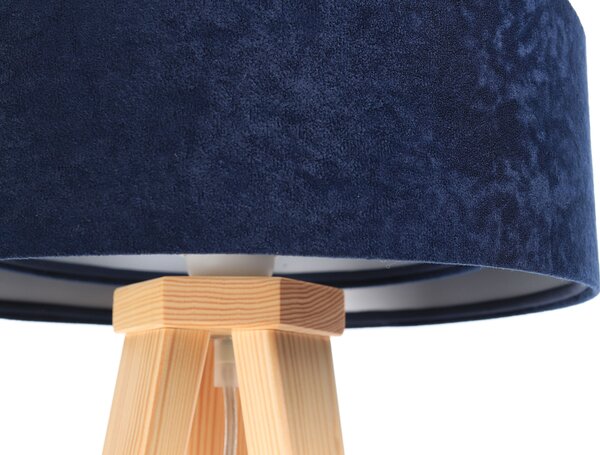 BPS koncept Stolní lampa GALAXY modrá, 1xE27, v. 45 cm Barva: Zlatá, Barva základny: Naturální dřevo