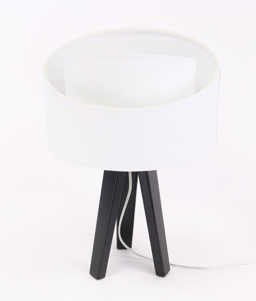 BPS koncept Stolní lampa GALAXY bílá, 1xE27, v. 45 cm Barva: Bílá, Barva základny: Černé dřevo