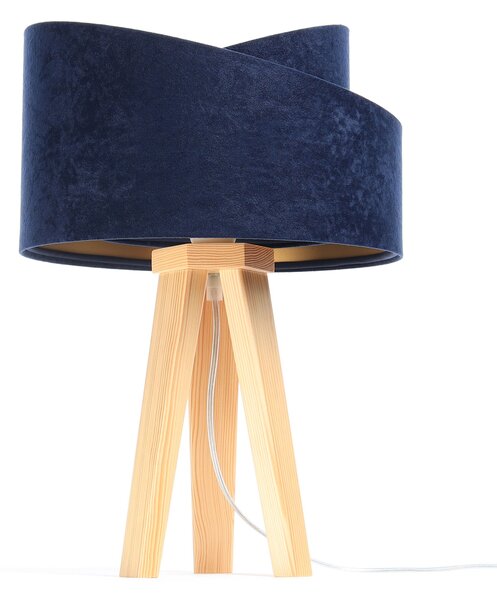 BPS koncept Stolní lampa GALAXY modrá, 1xE27, v. 45 cm Barva: Zlatá, Barva základny: Naturální dřevo