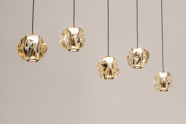 Závěsné LED svítidlo Benelux Organic Crystal Gold 5 Lineo (LMD)