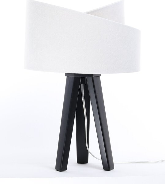 BPS koncept Stolní lampa GALAXY bílá, 1xE27, v. 45 cm Barva: Bílá, Barva základny: Černé dřevo