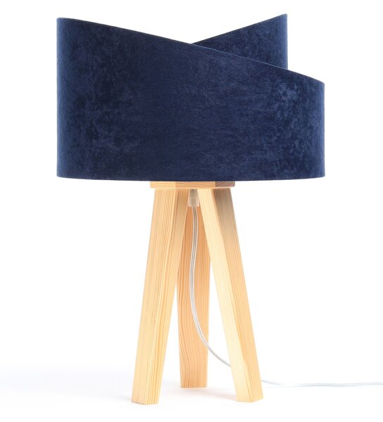 BPS koncept Stolní lampa GALAXY modrá, 1xE27, v. 45 cm Barva: Zlatá, Barva základny: Naturální dřevo