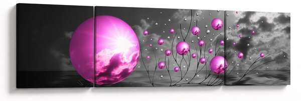 Obraz růžových koulí (170x50 cm)