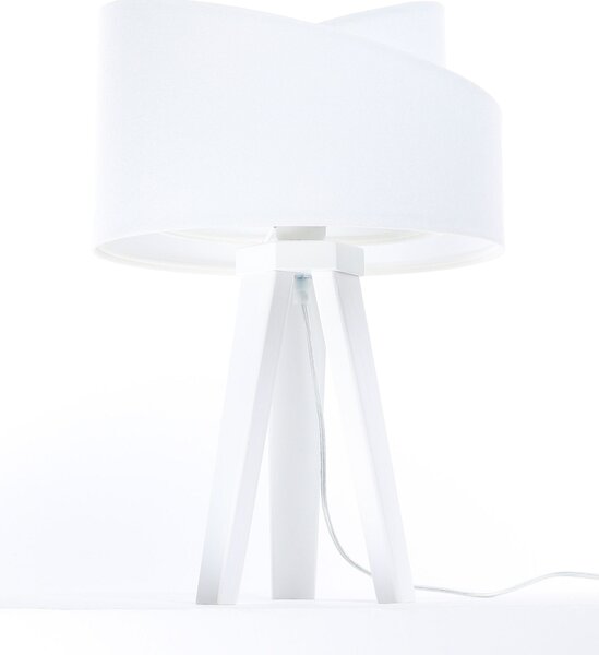 BPS koncept Stolní lampa GALAXY bílá, 1xE27, v. 45 cm Barva: Bílá, Barva základny: Černé dřevo