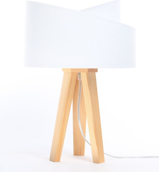 BPS koncept Stolní lampa GALAXY bílá, 1xE27, v. 45 cm Barva: Bílá, Barva základny: Černé dřevo