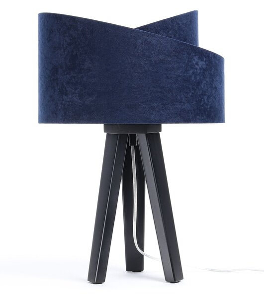 BPS koncept Stolní lampa GALAXY modrá, 1xE27, v. 45 cm Barva: Zlatá, Barva základny: Naturální dřevo