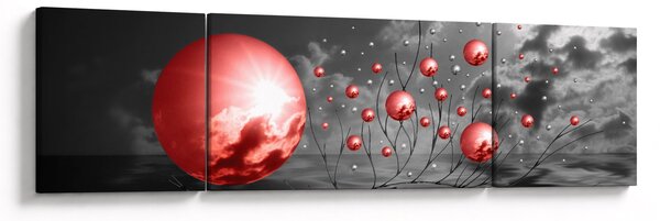 Obraz červených koulí (170x50 cm)