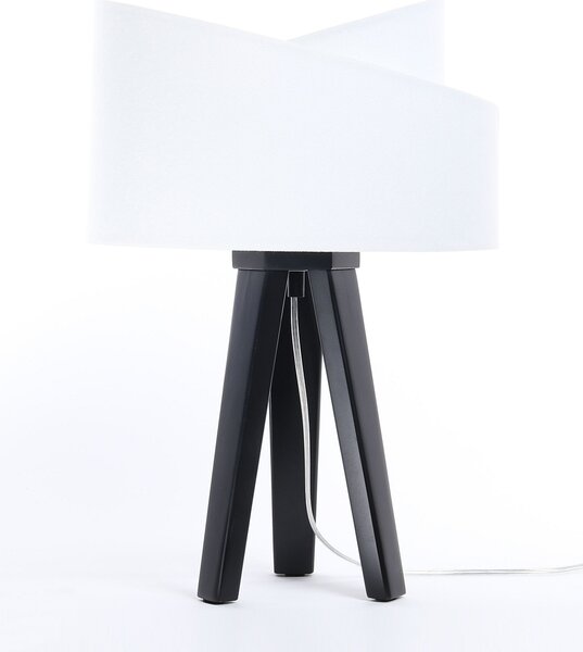 BPS koncept Stolní lampa GALAXY bílá, 1xE27, v. 45 cm Barva: Bílá, Barva základny: Černé dřevo
