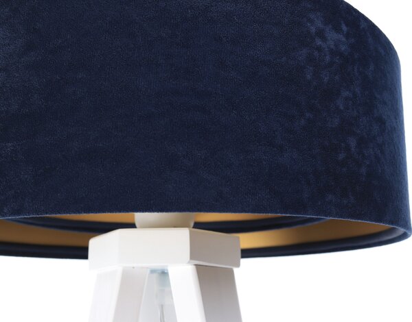 BPS koncept Stolní lampa GALAXY modrá, 1xE27, v. 45 cm Barva: Zlatá, Barva základny: Naturální dřevo