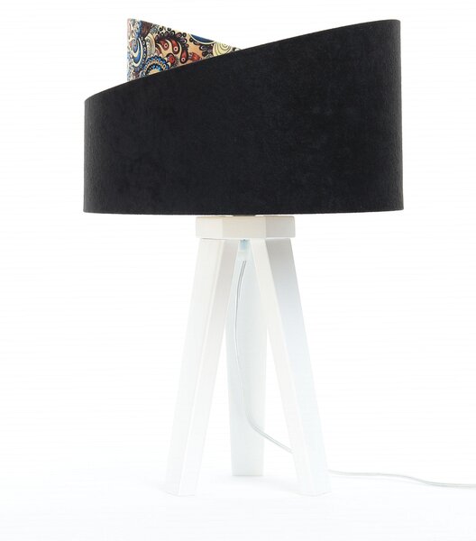 BPS koncept Stolní lampa GALAXY černá s obrazci, 1xE27, v. 45 cm Barva základny: Naturální dřevo