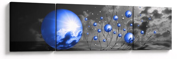 Obraz tmavé modrých koulí (170x50 cm)