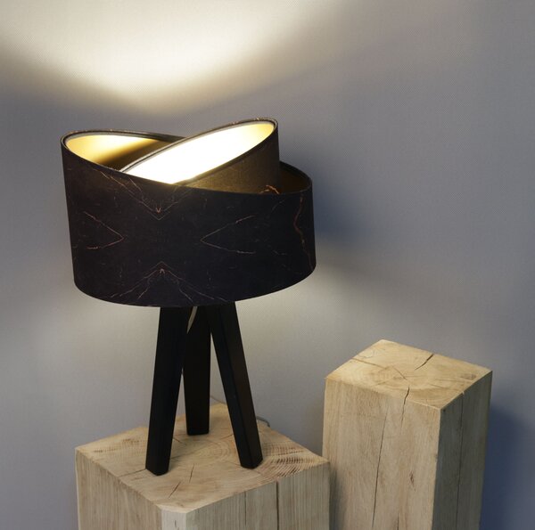 BPS koncept Stolní lampa GALAXY černá-oranžová, 1xE27, v. 45 cm Barva základny: Bílé dřevo