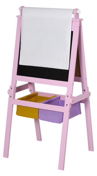HOMCOM Dětská tabule Dětský easel Psací deska 3-v-1 Design Hračková deska se 2 odnímatelnými úložnými koši magentickými pro děti od 3 let MDF netkaná