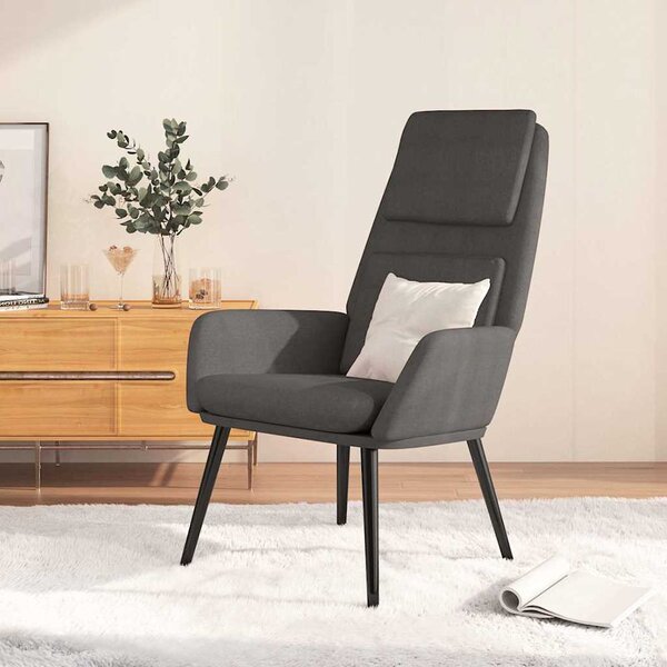 Relaxační židle tmavě šedá textil 341313