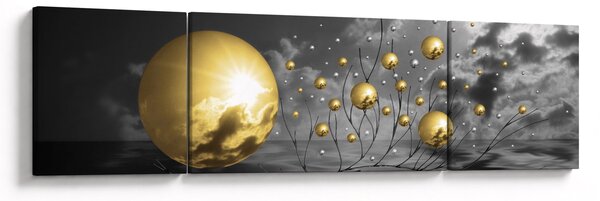 Obraz okrových koulí (170x50 cm)
