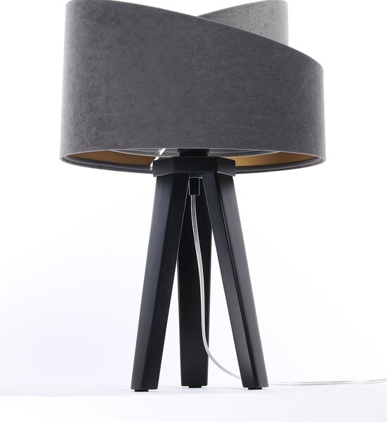 BPS koncept Stolní lampa GALAXY stříbrná-zlatá, 1xE27, v. 45 cm Barva základny: Černé dřevo