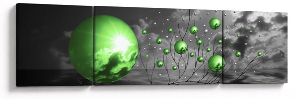 Obraz zelených abstraktních koulí (170x50 cm)