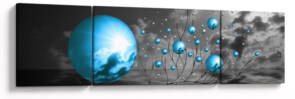 Obraz světle modrých koulí (170x50 cm)