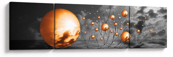 Obraz oražových abstraktních koulí (170x50 cm)