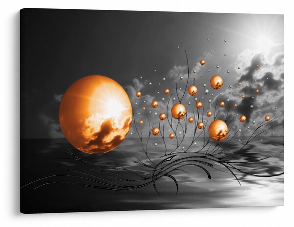 Obraz oražových abstraktních koulí (70x50 cm)
