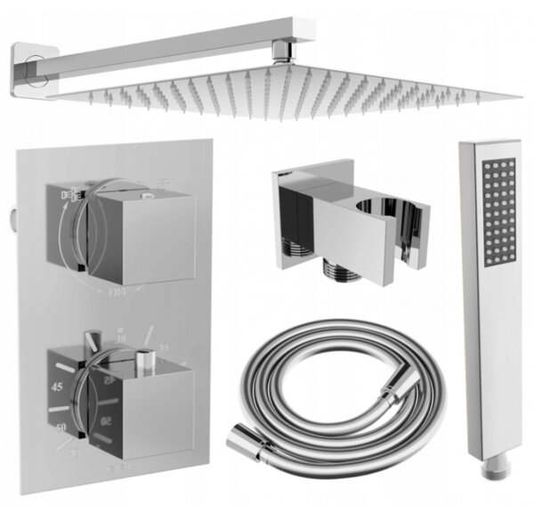 Mexen Cube DR02 podomítkový sprchový set s dešťovou sprchou 25x25 cm (6v1), chromová, 77502DR0225-00