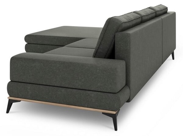 Tmavě šedá rozkládací rohová pohovka Windsor & Co Sofas Planet, levý roh
