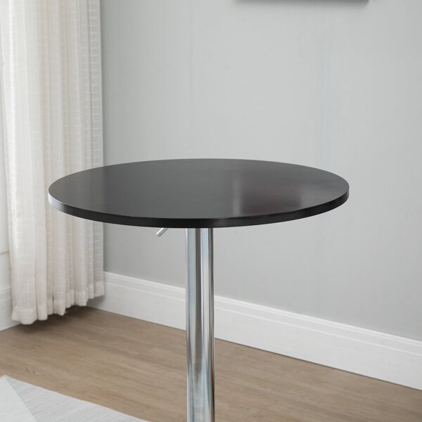 HOMCOM Moderní Kulatý Barový Stolek s 360° Otáčením a Výškovou Regulací, Bistro Stolek, Barový Stolek, Černá Ocel Ø61 x 70-90 cm | Aosom