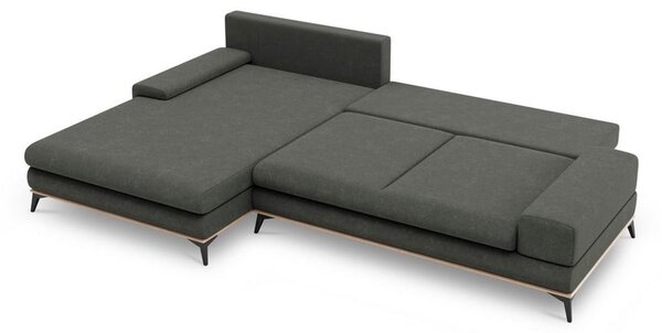 Tmavě šedá rozkládací rohová pohovka Windsor & Co Sofas Planet, levý roh