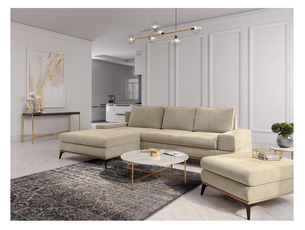 Béžová rozkládací rohová pohovka Windsor & Co Sofas Planet, levý roh