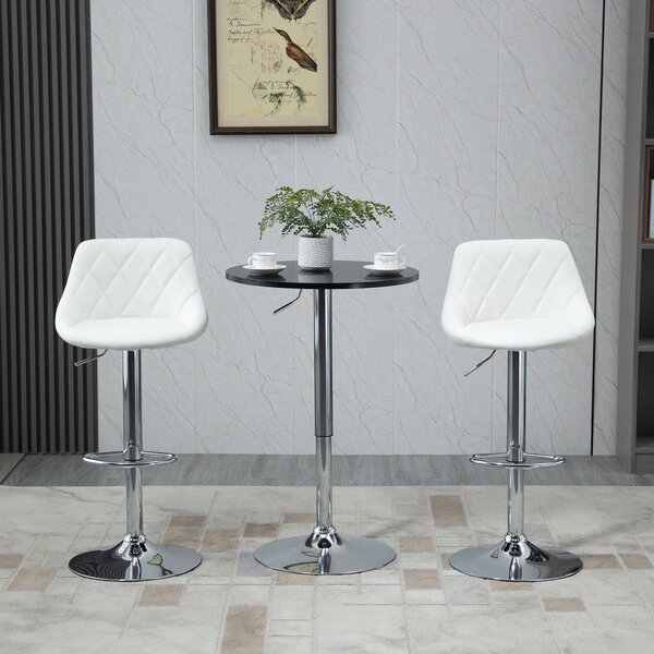 HOMCOM Moderní Kulatý Barový Stolek s 360° Otáčením a Výškovou Regulací, Bistro Stolek, Barový Stolek, Černá Ocel Ø61 x 70-90 cm | Aosom