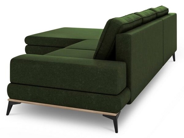 Lahvově zelená rozkládací rohová pohovka Windsor & Co Sofas Planet, levý roh