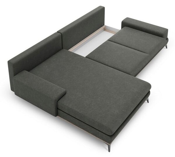 Tmavě šedá rozkládací rohová pohovka Windsor & Co Sofas Planet, levý roh