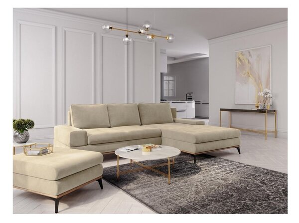 Béžová rozkládací rohová pohovka Windsor & Co Sofas Planet, pravý roh