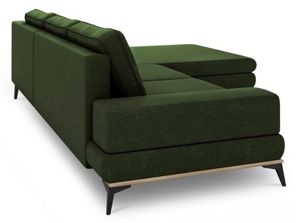 Lahvově zelená rozkládací rohová pohovka Windsor & Co Sofas Planet, pravý roh