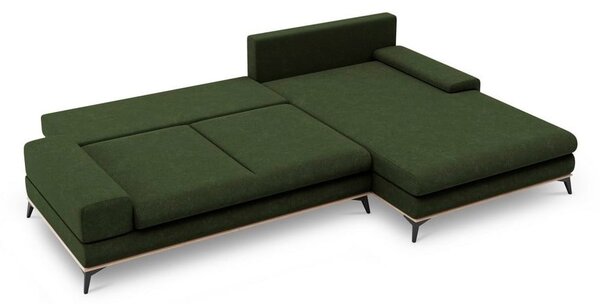 Lahvově zelená rozkládací rohová pohovka Windsor & Co Sofas Planet, pravý roh