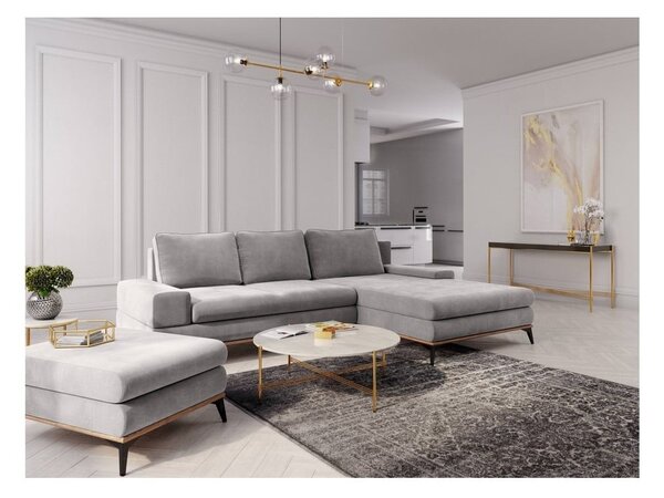 Světle šedá rozkládací rohová pohovka Windsor & Co Sofas Planet, pravý roh