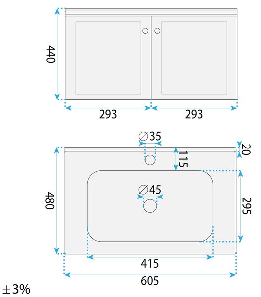 Sada koupelnového nábytku s umyvadlem Monti 60cm White