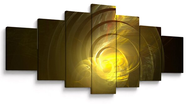 Obraz žluté abstraktní spirály (210x100 cm)
