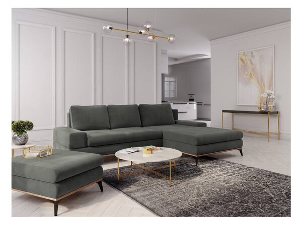 Tmavě šedá rozkládací rohová pohovka Windsor & Co Sofas Planet, pravý roh