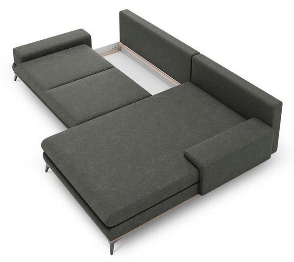 Tmavě šedá rozkládací rohová pohovka Windsor & Co Sofas Planet, pravý roh