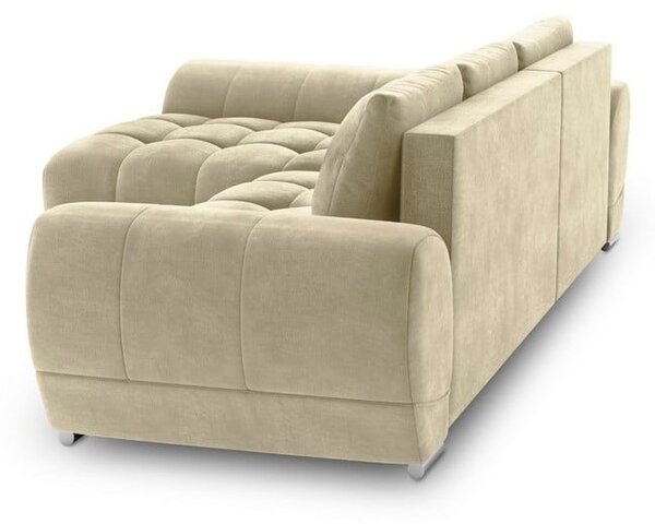 Béžová rozkládací rohová pohovka se sametovým potahem Windsor & Co Sofas Nuage, levý roh