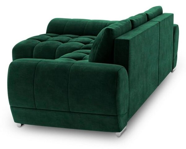 Lahvově zelená rozkládací rohová pohovka se sametovým potahem Windsor & Co Sofas Nuage, levý roh